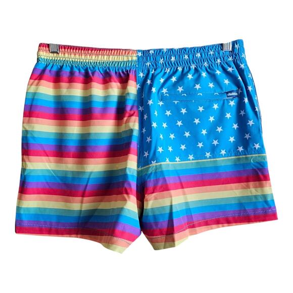 CHUBBIES Men's L Love Rainbow Swim Trunks Shorts Colorful Mesh Lined 4" NWOT - Picture 6 of 6